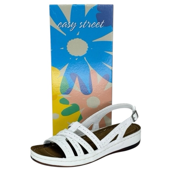 Easy Street Kehlani White Strappy Womens Sandals Size 7.5W - Picture 11 of 12